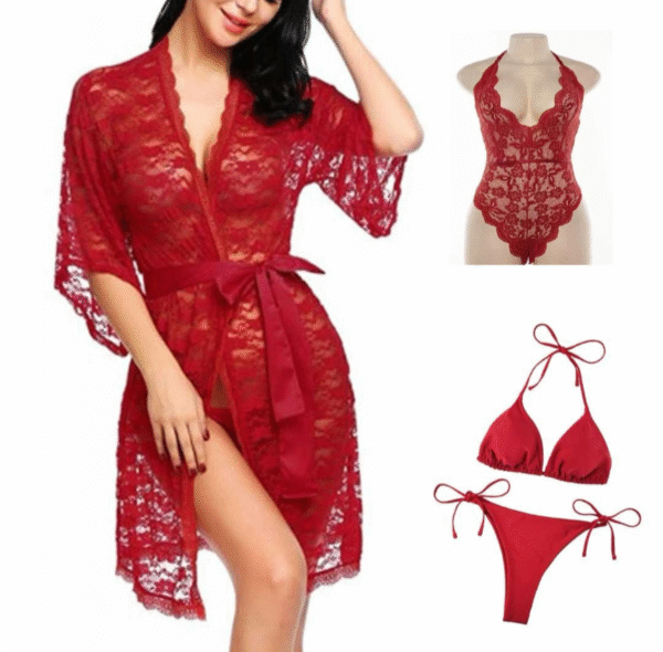 4PCS High-Quality Lace Net Bridal Nighty Set